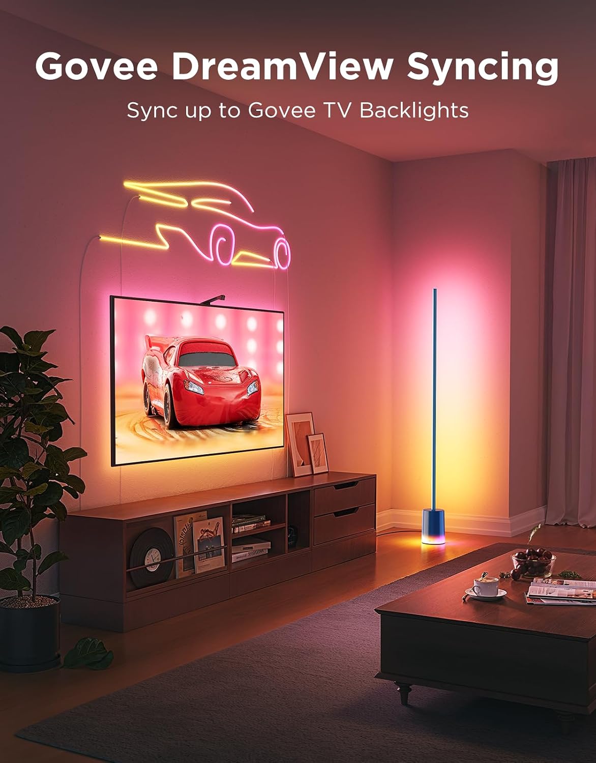 Govee Floor Lamp 2, RGBIC, Warm Cool White LED, Compatible with SmartThings, Matter, Alexa, 1725lm, Music Sync, Scene Modes, Smart Floor Lamp for Living Room, Bedroom, Blue(1 Pack)