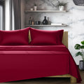 TEXAS LINEN CO. 100% Egyptian Cotton Queen Sheets Set - Luxury 1200 Series Star Sleepin' Collection Egyptian Cotton Sheets Queen Size (4 PC, Burgundy), 17' Deep Pocket, Cooling Sateen Hotel Bedding