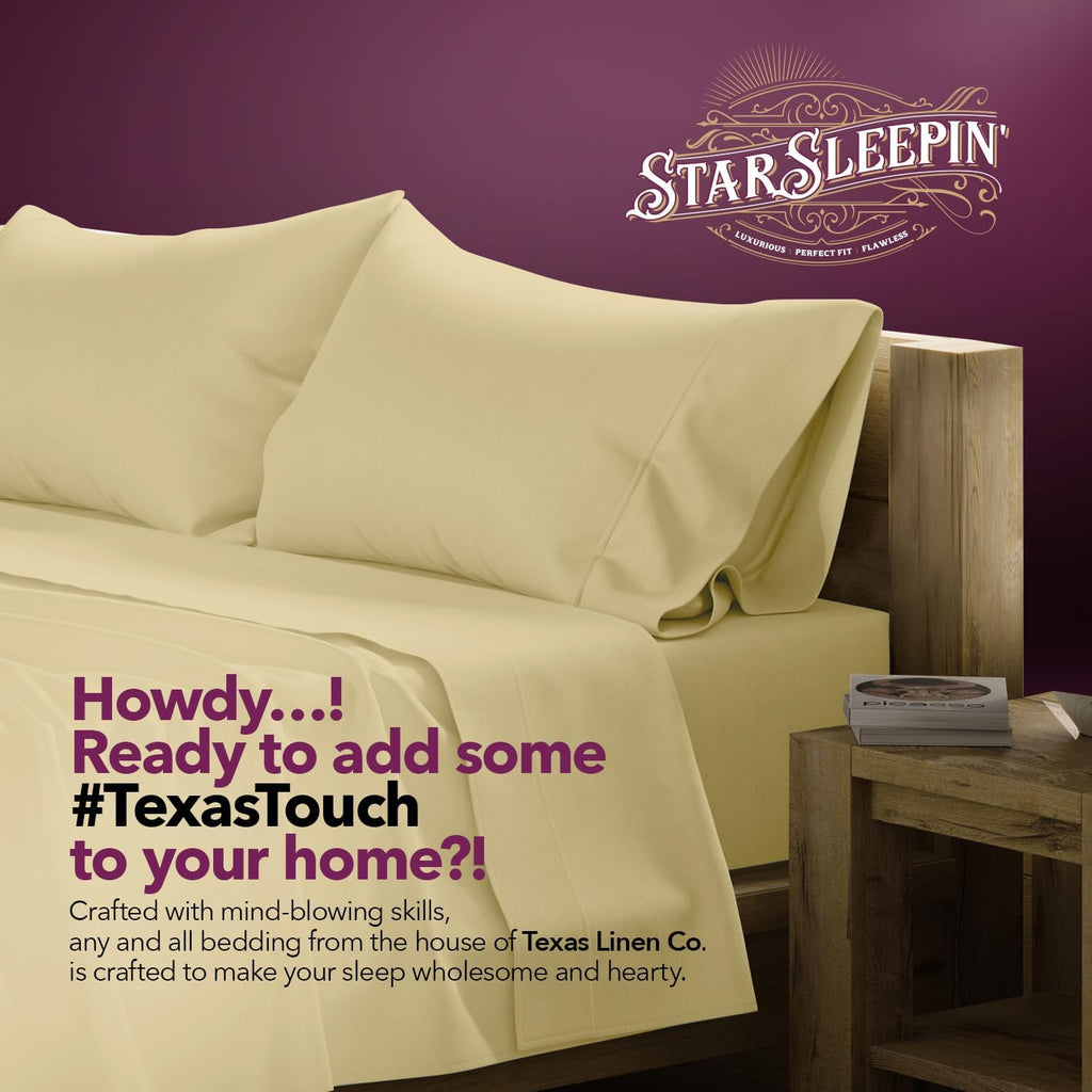 TEXAS LINEN CO. 100% Egyptian Cotton Queen Sheets Set - Luxury 1200 Series Egyptian Cotton Sheets Queen Size, 17' Deep Pocket, Soft, Cooling Sateen Weave Hotel Quality Bedding Set - Beige