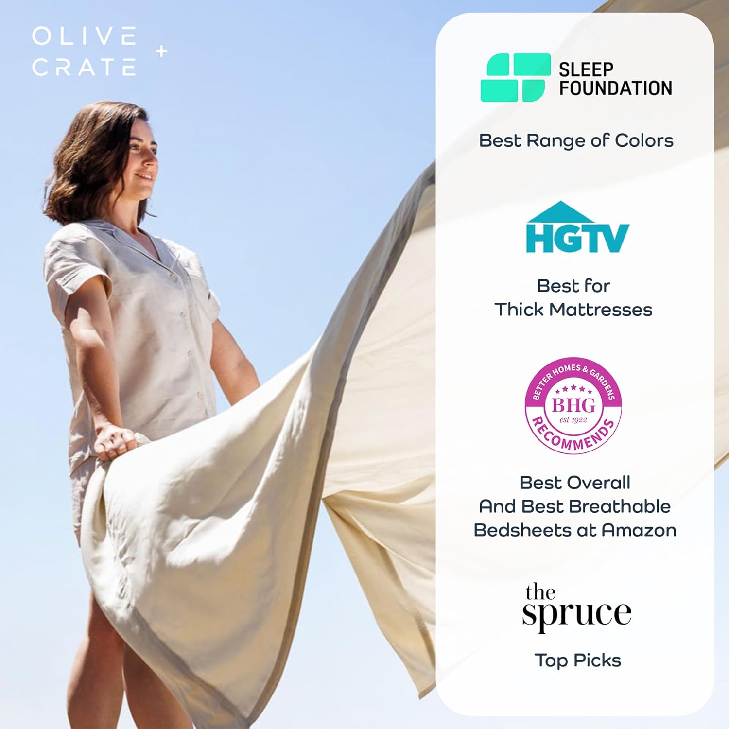 Olive + Crate Tencel Lyocell Eucalyptus Queen Size Sheet Set - Cooling Tencel Sheets for Hot Sleepers with 18 Inch Deep Pocket Fit - Basalt Blue 4-Piece Set