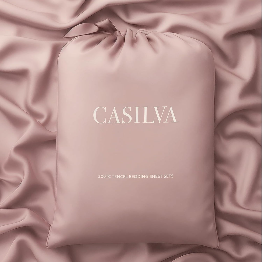 CASILVA Eucalyptus Sheets - Infused with Silver for Anti-Odor, Softer Than Silk Fibers, More Cooling Than Cotton - Perfect for Hot Sleepers & Sensitive Skin - 100% Tencel Lyocell - Queen Sheet Set