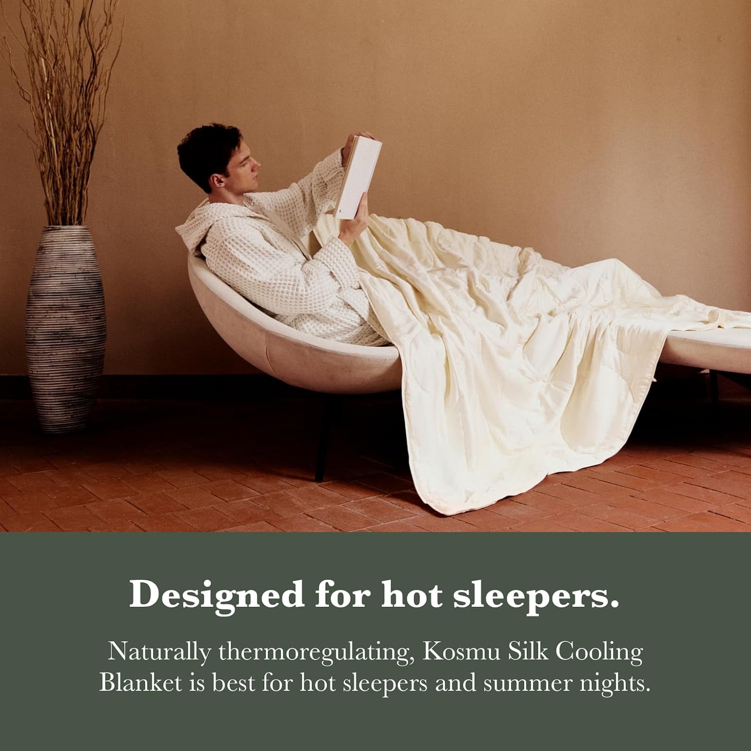 Silk Comforter Queen Size | 100% Mulberry Silk Fill with Organic Bamboo Viscose Shell | Summer Cooling Blanket for Hot Sleepers, Lightweight Breathable All-Season Bedding (Cream, 90'x90')