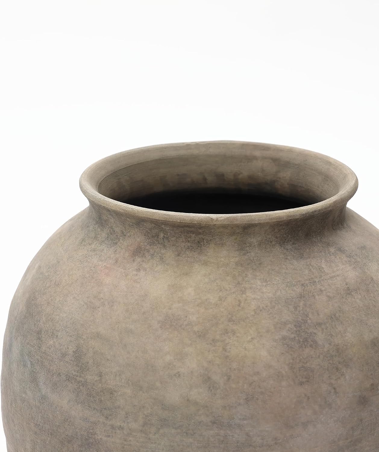 LuxenHome Rustic Ceramic Floor Vase, 17.7' Tall Terracotta Pot with Earthy Gray-Brown Finish, Vintage Pottery Large Vases for Decor Living Room, Farmhouse Flower Vase for Entry Way Table Home Decor