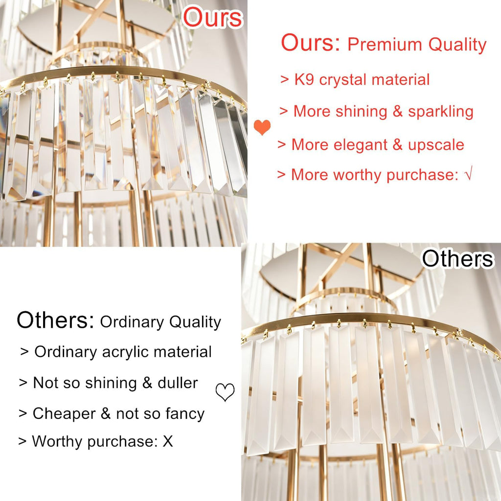 5-Tier Crystal Gold Vase for Centerpiece - Large Wedding Decor Flower Stand, Metal Chandelier Stand with K9 Crystal Pendants, Elegant Flower Display Rack for Party Event Home Wedding Decor (Gold)