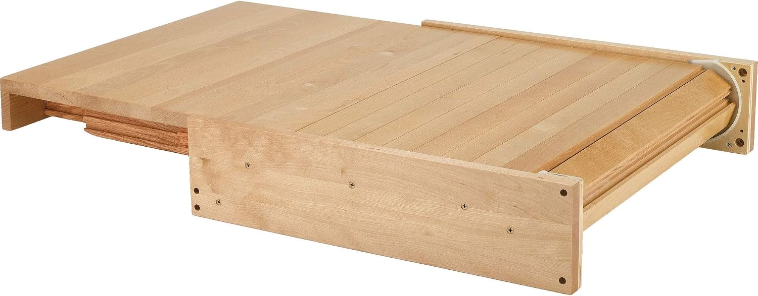 Rev-A-Shelf Pull Out Tambour Table/ Counter Extension Top for 21.77' Drawers, Sliding Kitchen Cabinet Storage Shelf, Maple Wood, 4TT-2133-1