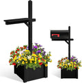 Colingmill 55 Inch/4.58 ft H Wooden Mailbox Post with Planter Box for Outside Decorative Post Flower Box(Not Included Mailbox)(Black)