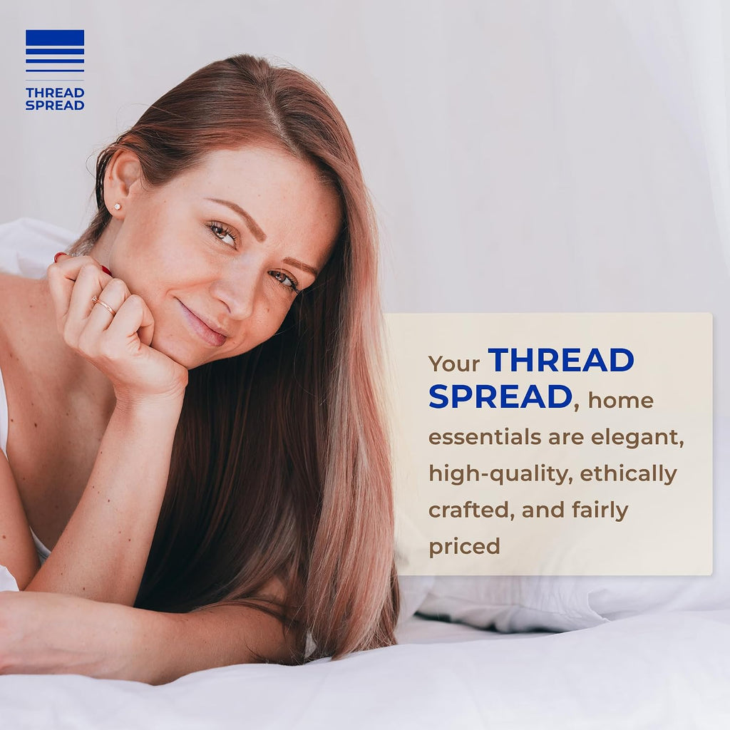 THREAD SPREAD 100% Egyptian Cotton Sheet Set Pack of 2 Full Size - 600 Series Bliss Collection Luxury Sheet Full Size (Pack of 2, White), Hotel Luxury Bed Sheets, Fits Mattress Upto 18'