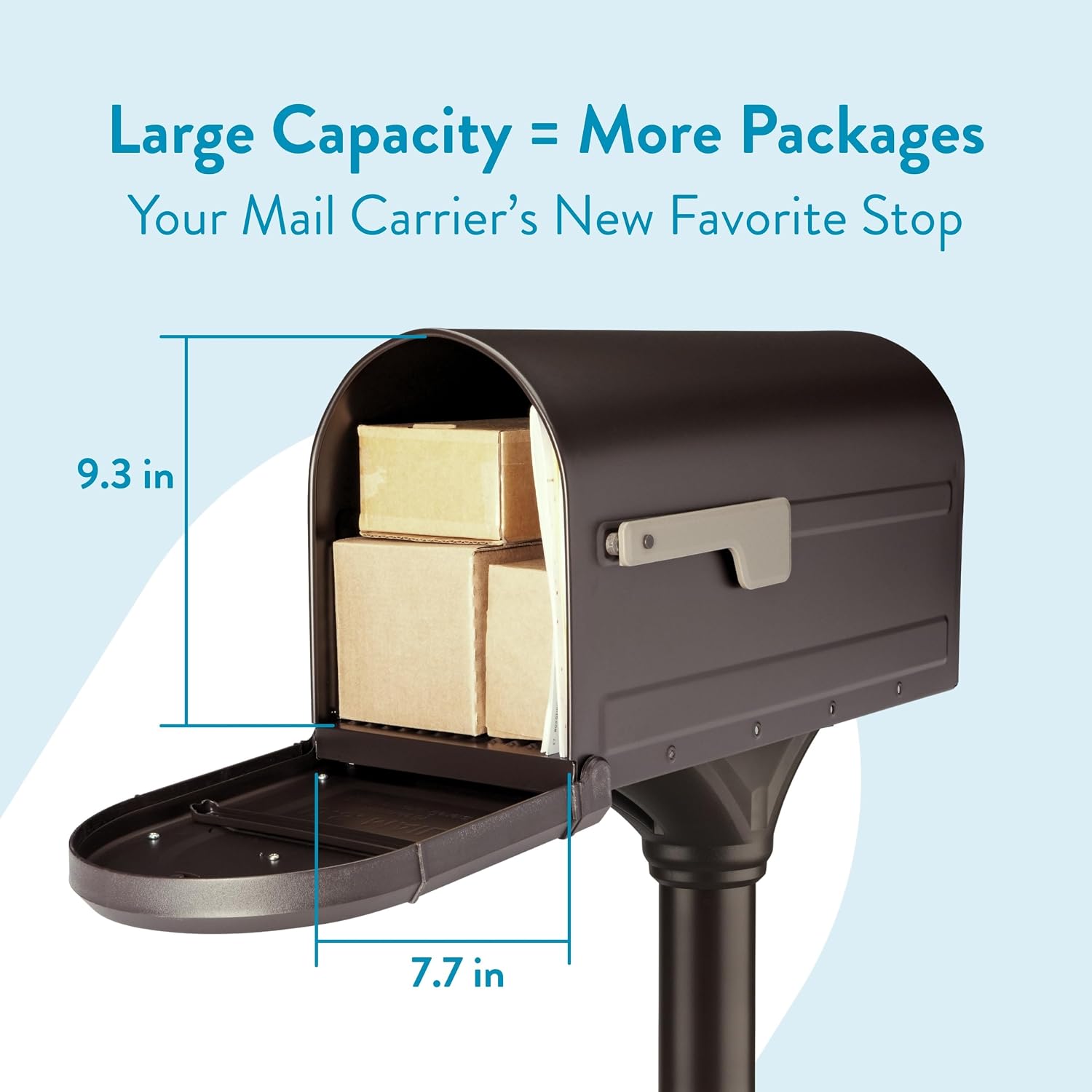 Architectural Mailboxes Roxbury™ Weather-Resistant Steel Metal Mailbox for outside with Post, Rubbed Bronze, Medium Curbside Mailbox with Magnetic Latch, USPS Approved for Residential Delivery