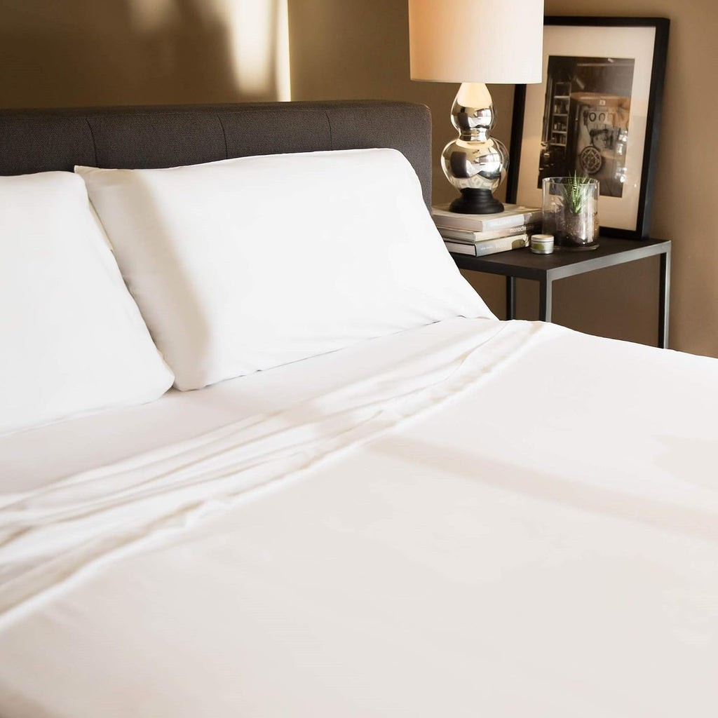 Malouf Soft and Eco Friendly Tencel Pillowcase-and-Sheet-Sets, Full, White