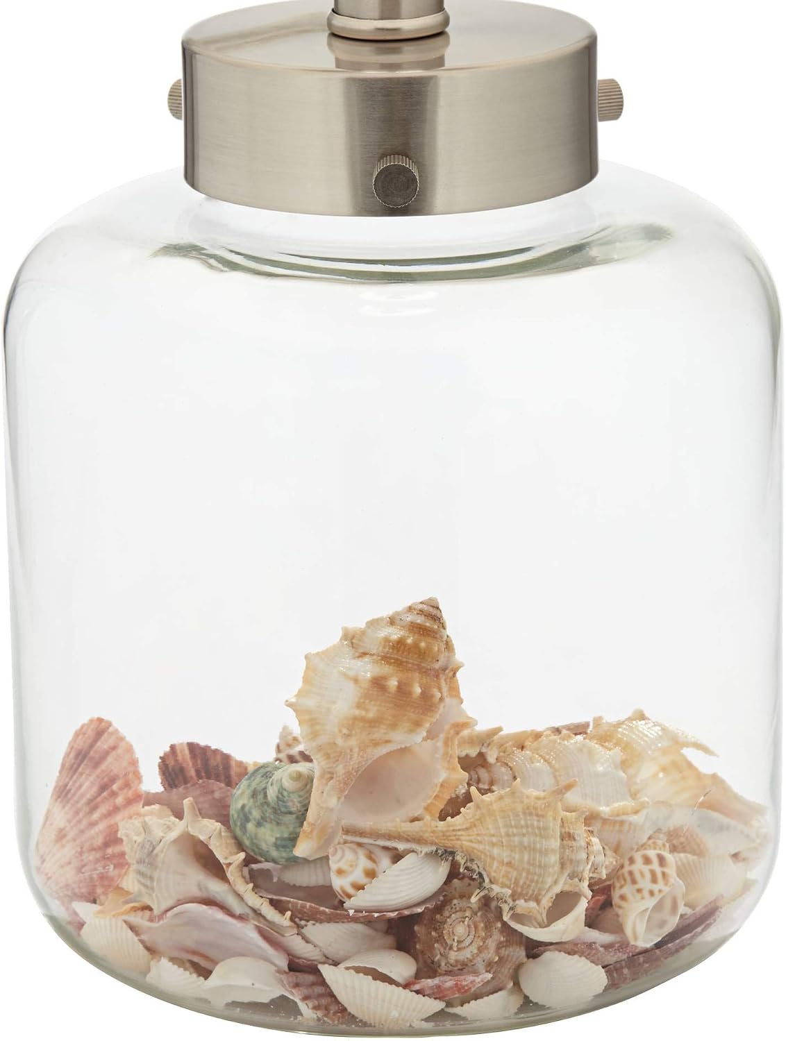 360 Lighting Country Coastal Small Accent Table Lamps 20.5' High Set of 2 Clear Glass Fillable Shells White Drum Shade Decor for Living Room Bedroom Beach House Bedside Nightstand Home