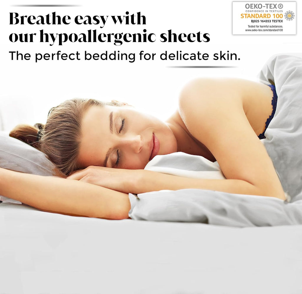Luxury Bamboo Market | Queen Size Bed Sheet Set | 100% Viscose Made from Bamboo | Organically Grown | Ultra Soft | Cooling Sheets for Hot Sleepers | 17' Deep Pocket [Dove Grey]