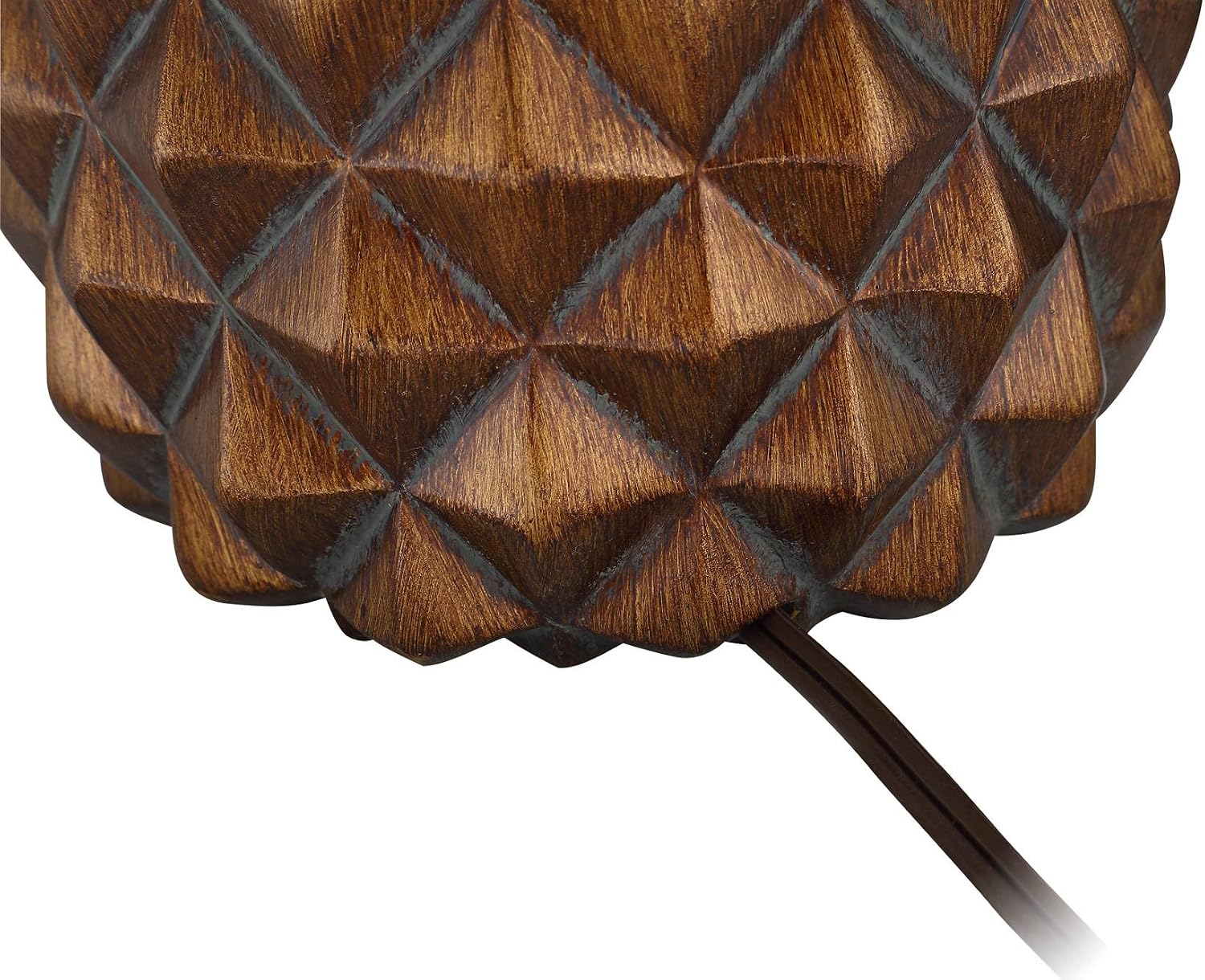 Regency Hill Paget 23 3/4' High Pineapple Small Coastal Tropical Accent Table Lamps Set of 2 Brown Living Room Bedroom Bedside Nightstand House Office Home Reading Fabric Oatmeal Shade