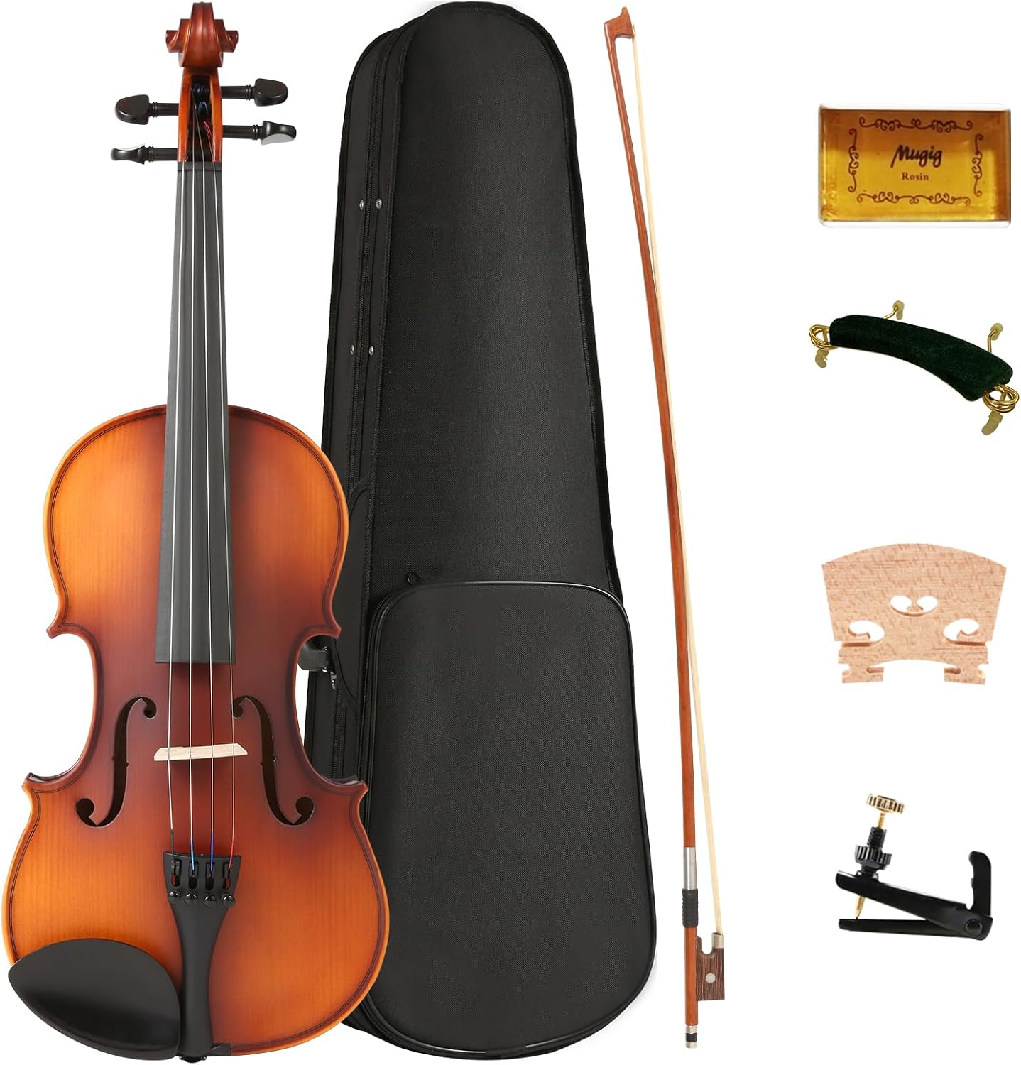MOSEN 4/4 Full Size Solid Wood Violin, Violin Set for Beginners with Violin Case