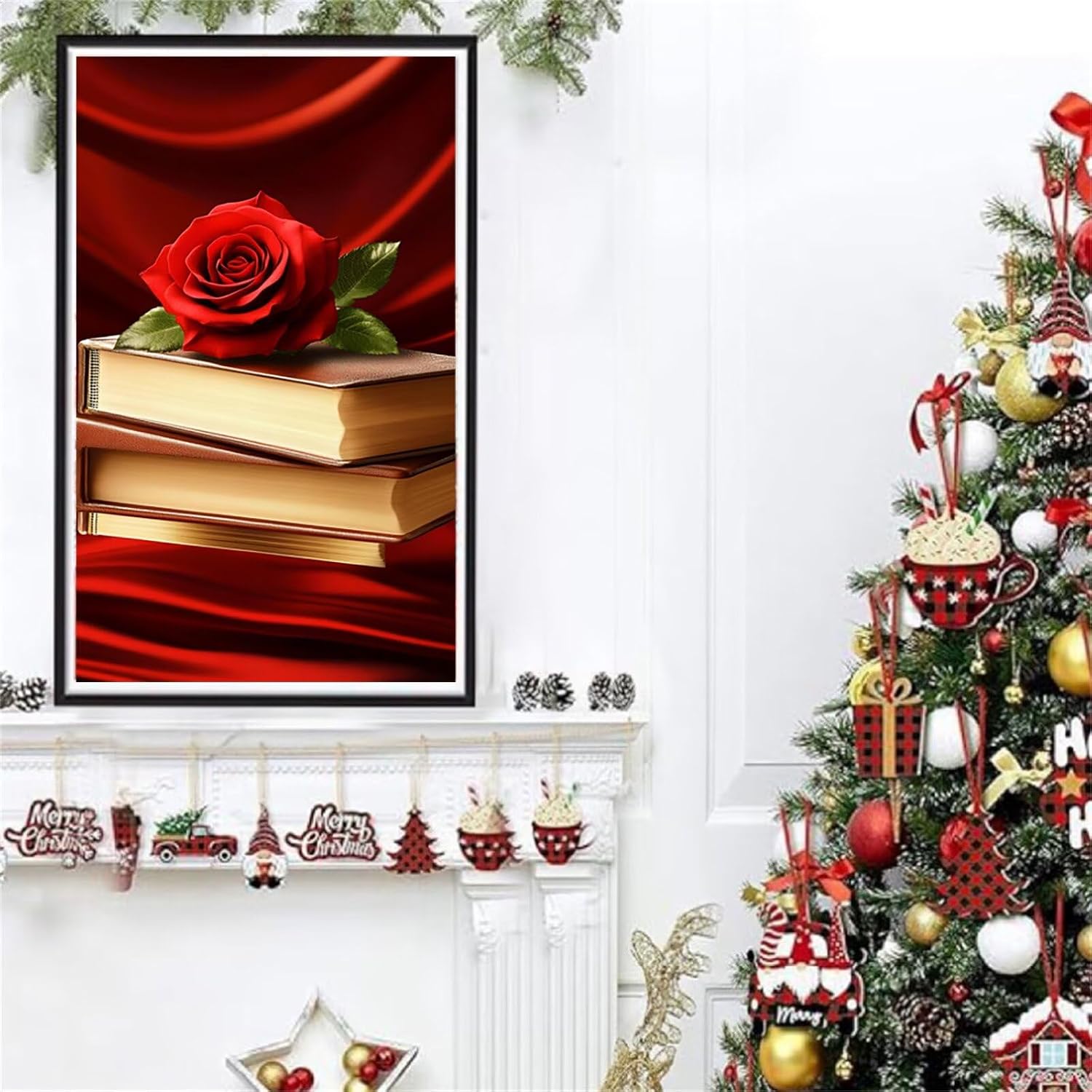 Diamond Art Kits for Adults Red Diamond Painting Kits, DIY Square Rose Full Drill Dimond Art Paintings Crystal Rhinestones Crafts for Adults for Gift Home Wall Decor, Large Size 36 x 72 Inch, Model966
