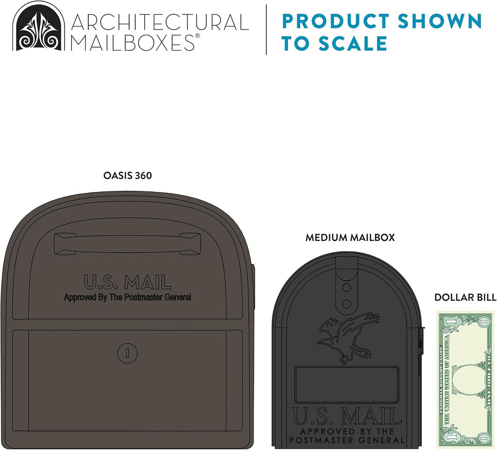 Architectural Mailboxes 6300RZ Oasis 360 Locking Parcel Mailbox with 2-Access Doors, X-Large, Rubbed Bronze