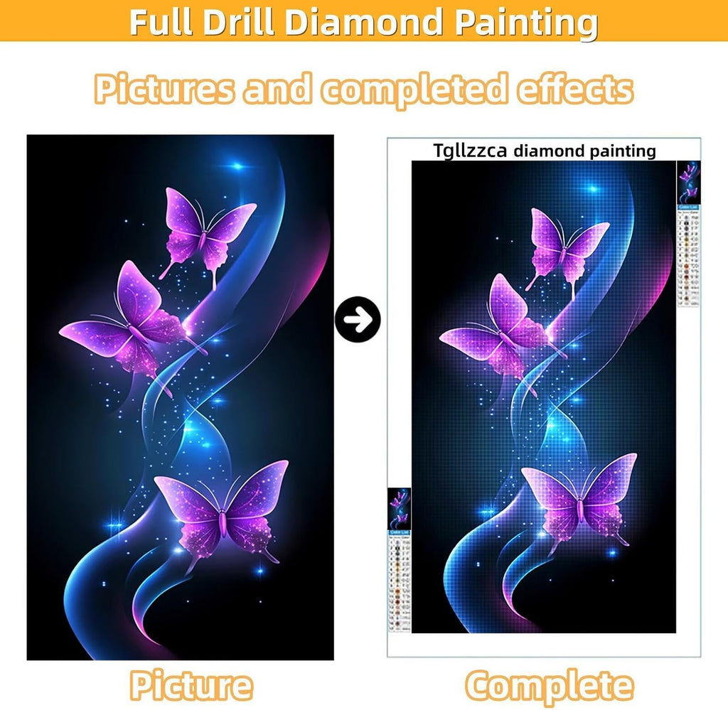 Diamond Art Kits for Adults Dream Diamond Painting Kits, 5D DIY Round Butterfly Full Drill Dimond Art Paintings Crystal Crafts for Adults for Gift Home Wall Decor, Large Size 40 x 80 Inch, Model963