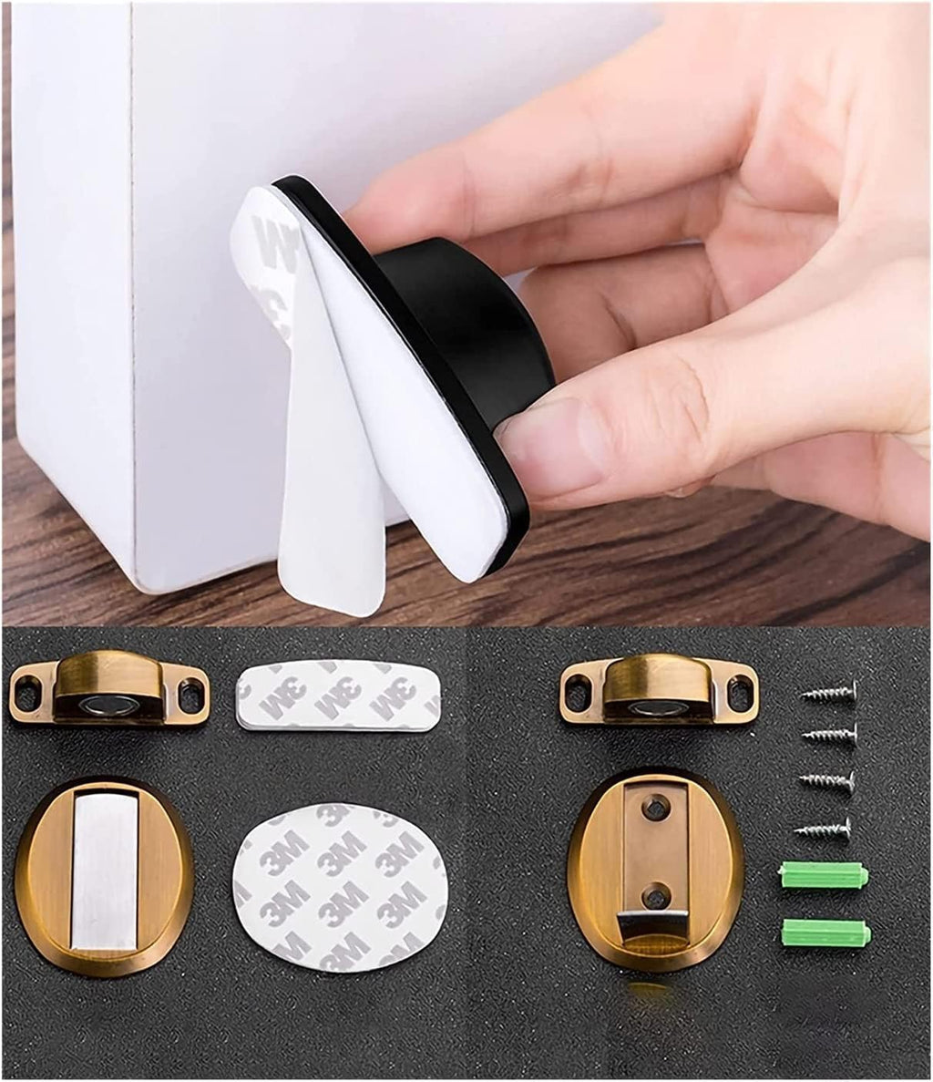 Door Stop, Magnetic Door Stops, Floor Door Stoppers,Skirting Board Buffer, Doorstops Magnetic Door Stopper,Heavy Duty Metal Door Stop Catch Holder Doorstop Floor Mounted,Self Adhesive and