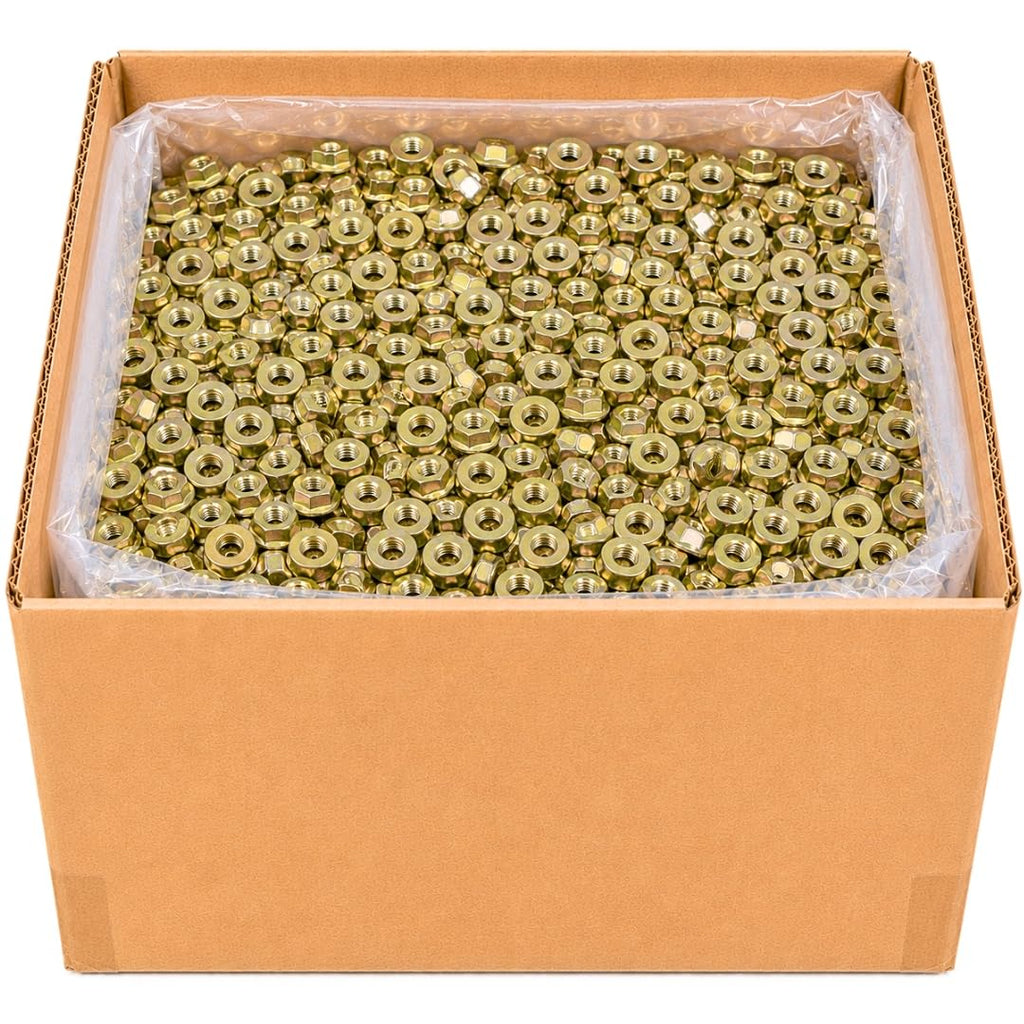 3/8'-16 Flange Nuts (1,900 Case) – Grade 8 Built-in Washer Nuts Coarse Thread for Fast, Even Clamping on Frames, Brackets & Heavy Assemblies SAE J995 0.375'