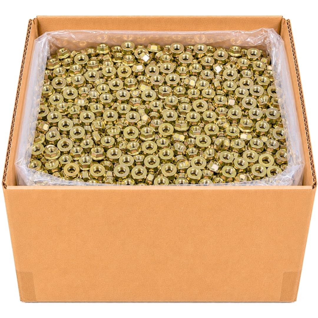 3/8'-16 Flange Nuts (1,900 Case) – Grade 8 Built-in Washer Nuts Coarse Thread for Fast, Even Clamping on Frames, Brackets & Heavy Assemblies SAE J995 0.375'