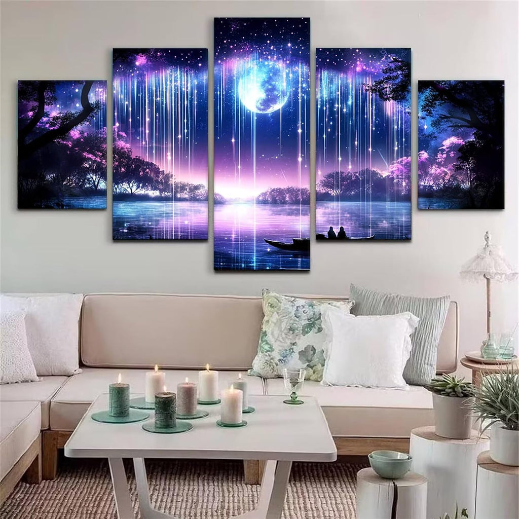 Dream Diamond Art 5 Piece Diamond Painting Galaxy 5D DIY Full Round Drill Dimond Art Paintings Rhinestones Crafts for Adults Gem Painting for Home Decor, Large Artwork for Wall 48 x 100 Inch, Model375