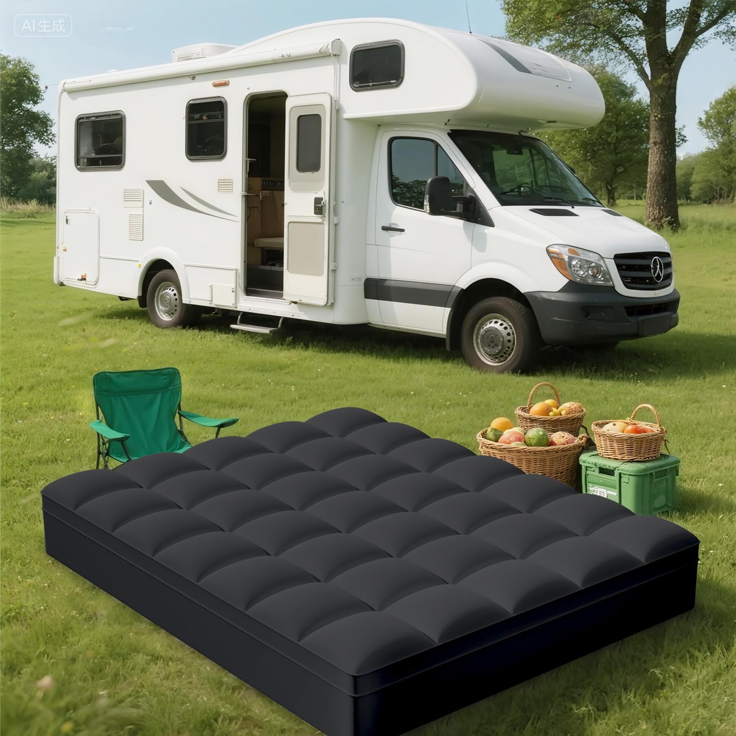 ELEMUSE RV Short Queen Black Mattress Topper for Back Pain, Extra Thick Mattress Pad Cover, Plush Soft Pillowtop with Elastic Deep Pocket, Overfilled Down Alternative Filling