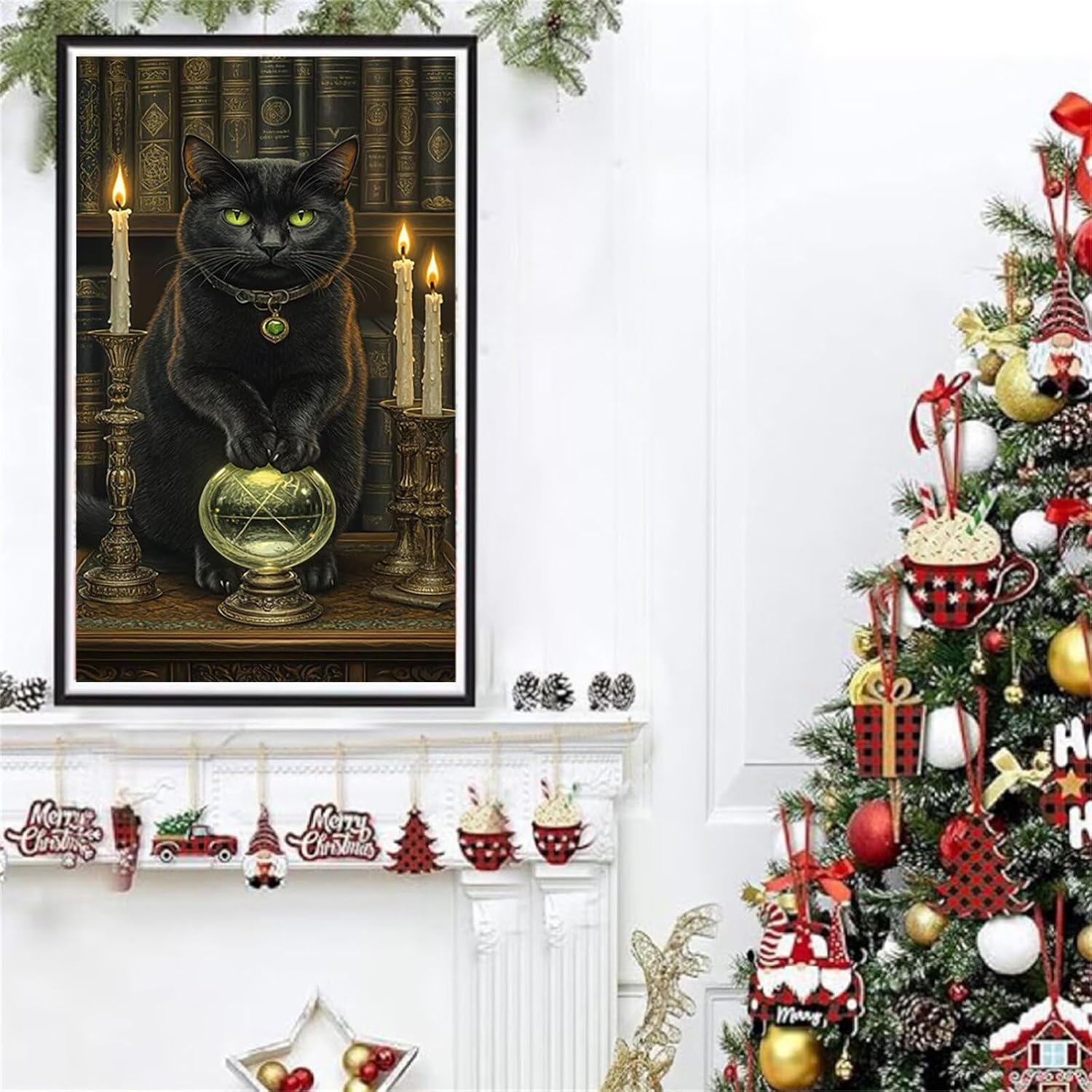 Diamond Art Kits for Adults Magic Diamond Painting Kits, DIY Round Cat Full Drill Dimond Art Paintings Crystal Rhinestones Crafts for Adults for Gift Home Wall Decor, Large Size 40 x 80 Inch, Model861