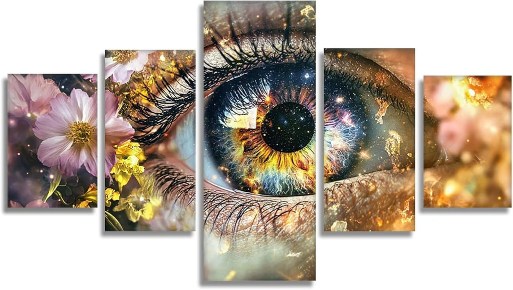 Eye Diamond Art 5 Piece Diamond Painting Dream 5D DIY Full Square Drill Dimond Art Paintings Rhinestones Crafts for Adults Gem Painting for Home Decor, Large Artwork for Wall 60 x 120 Inch, Model186