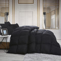 Luxurious Queen Size Goose Down Feather Fiber Comforter Duvet Insert, 100% Egyptian Cotton Cover, 60 oz. Fill Weight Comforter (Queen, Black Stripe)