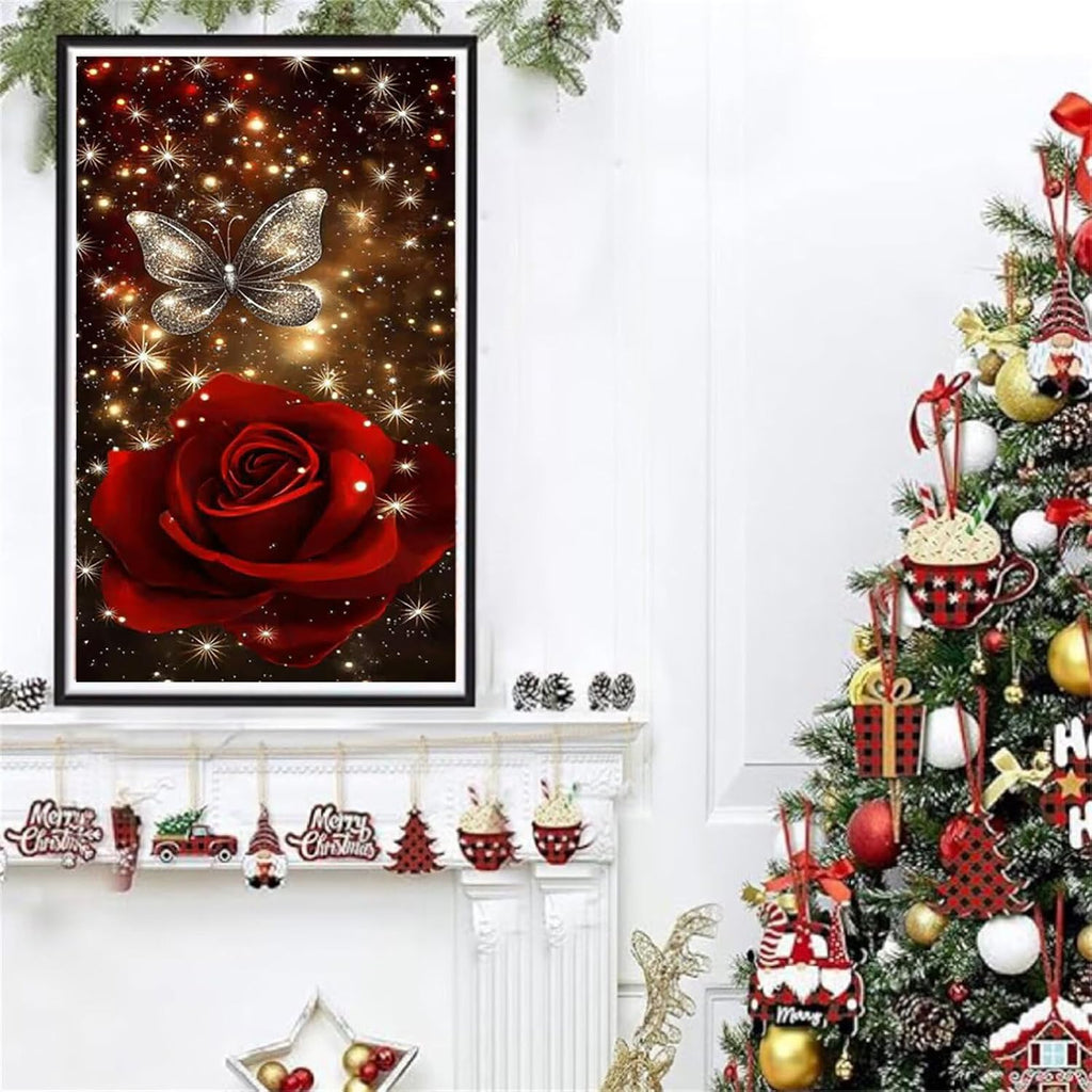 Diamond Art Kits for Adults Rose Diamond Painting Kits, 5D DIY Square Butterfly Full Drill Dimond Art Paintings Crystal Crafts for Adults for Gift Home Wall Decor, Large Size 36 x 72 Inch, Model906