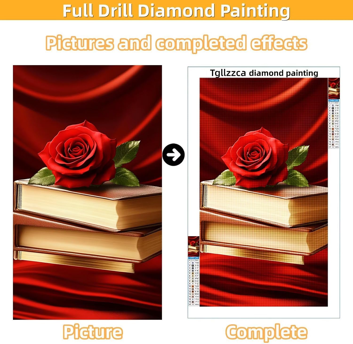 Diamond Art Kits for Adults Red Diamond Painting Kits, DIY Square Rose Full Drill Dimond Art Paintings Crystal Rhinestones Crafts for Adults for Gift Home Wall Decor, Large Size 36 x 72 Inch, Model966
