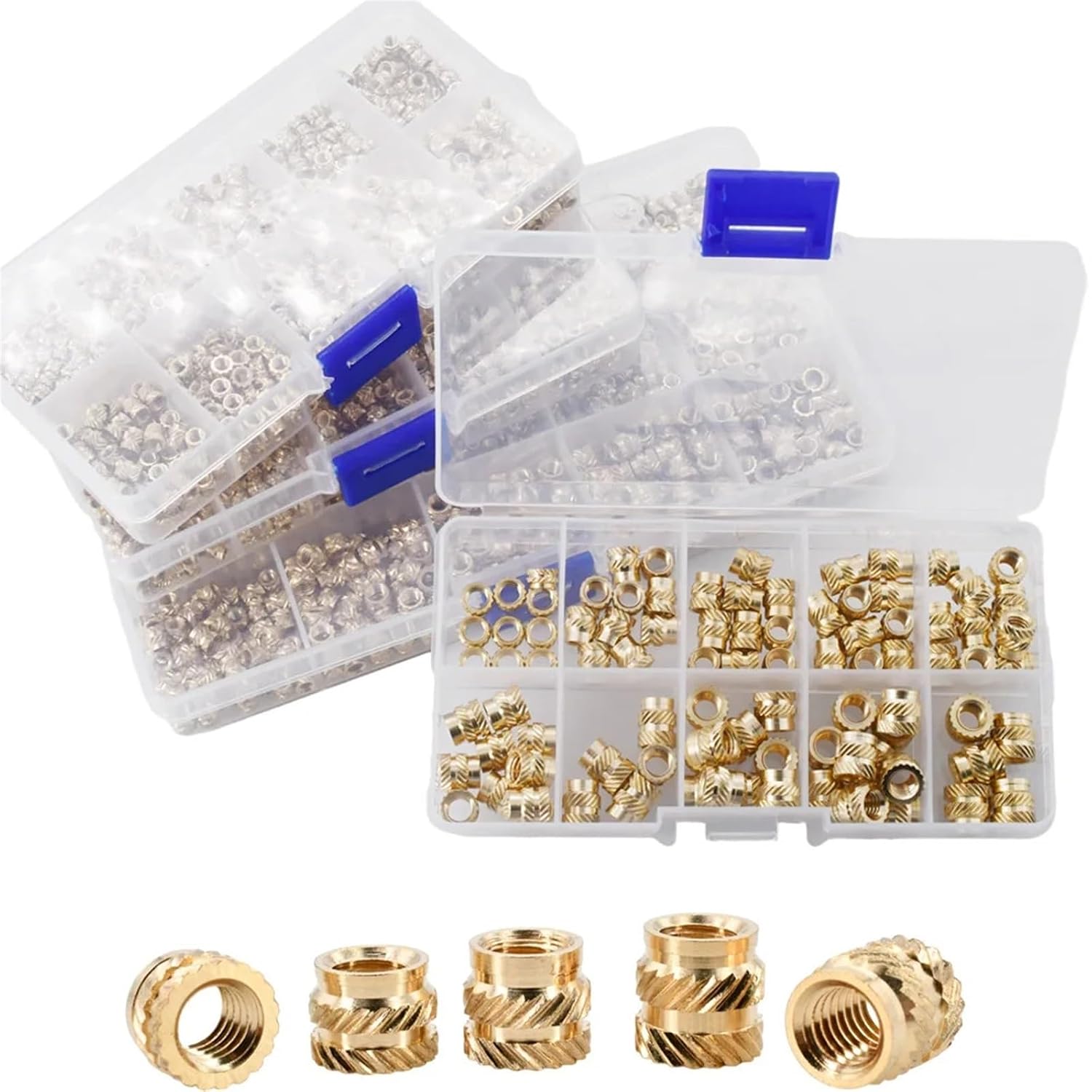 Brass Metric Knurled Nuts，Heat-Set Threaded Insert Brass Heat Insert Knurling Nut Set Hot Melt Inject Molding Copper Nut Kits Thermal Inserts(M3 M4 (1240pcs))