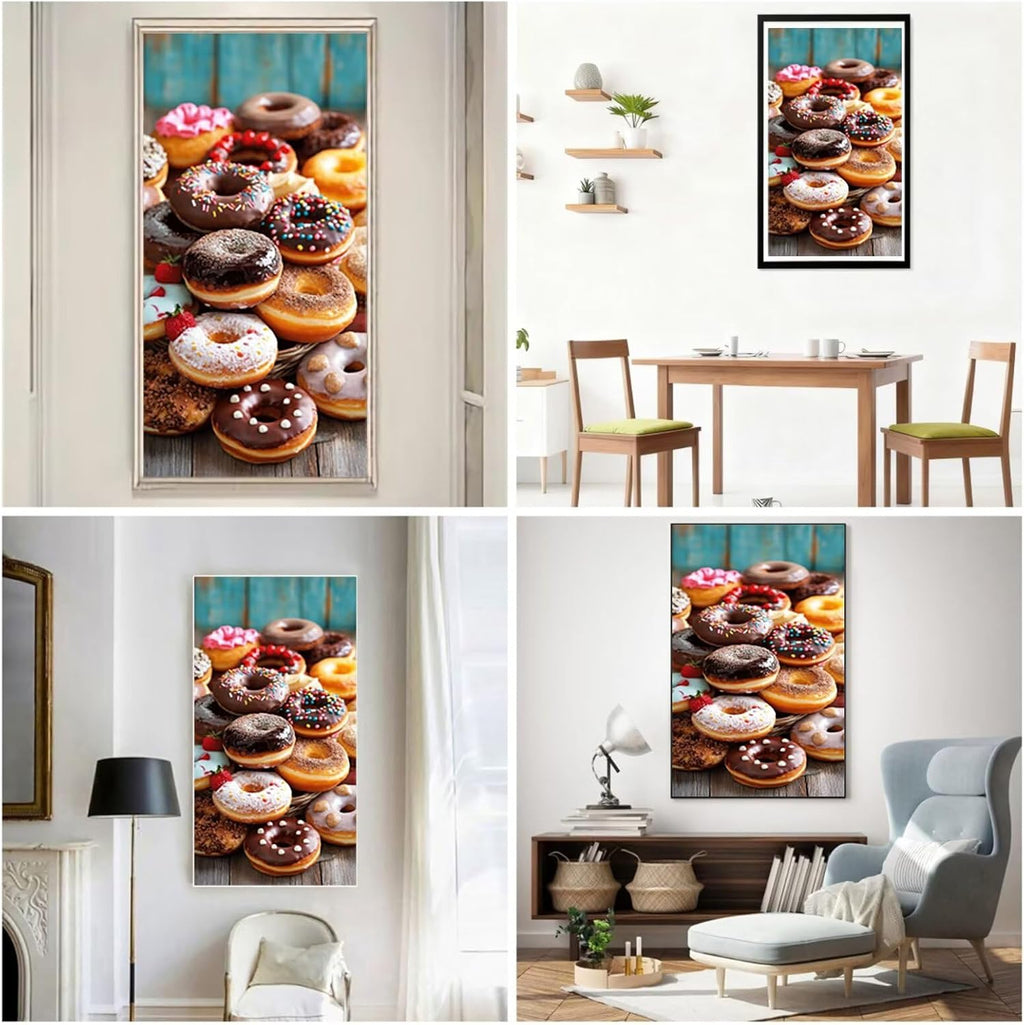 Diamond Art Kits for Adults Donut Diamond Painting Kits, 5D DIY Square Kitchen Full Drill Dimond Art Paintings Rhinestones Crafts for Adults for Gift Home Wall Decor, Large Size 36 x 72 Inch, Model738