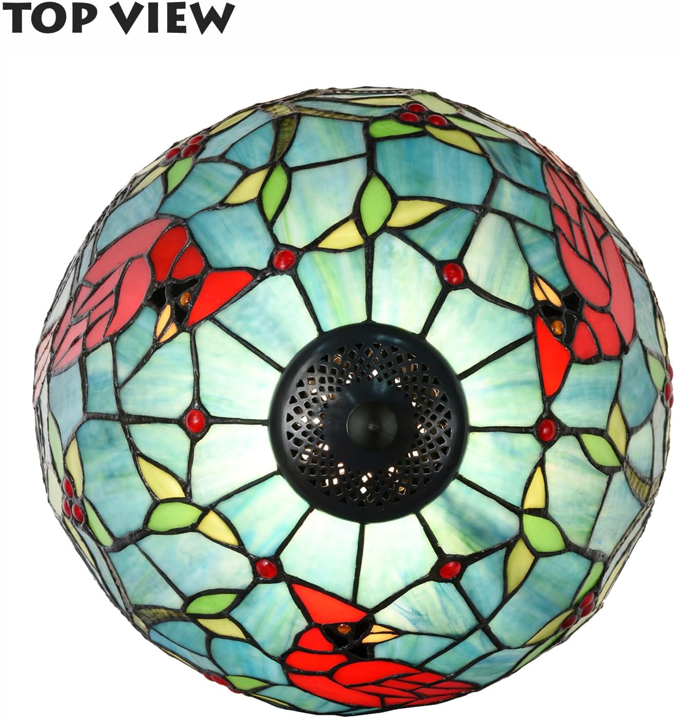 TL0035 Tiffany Style Stained Glass Table Lamp, Cardinal Bird Desk Lamp with Branch Base, W 12' x OH 21', Great for Home Decor & Night Lighting, LED Bulb Included (Red Cardinal)