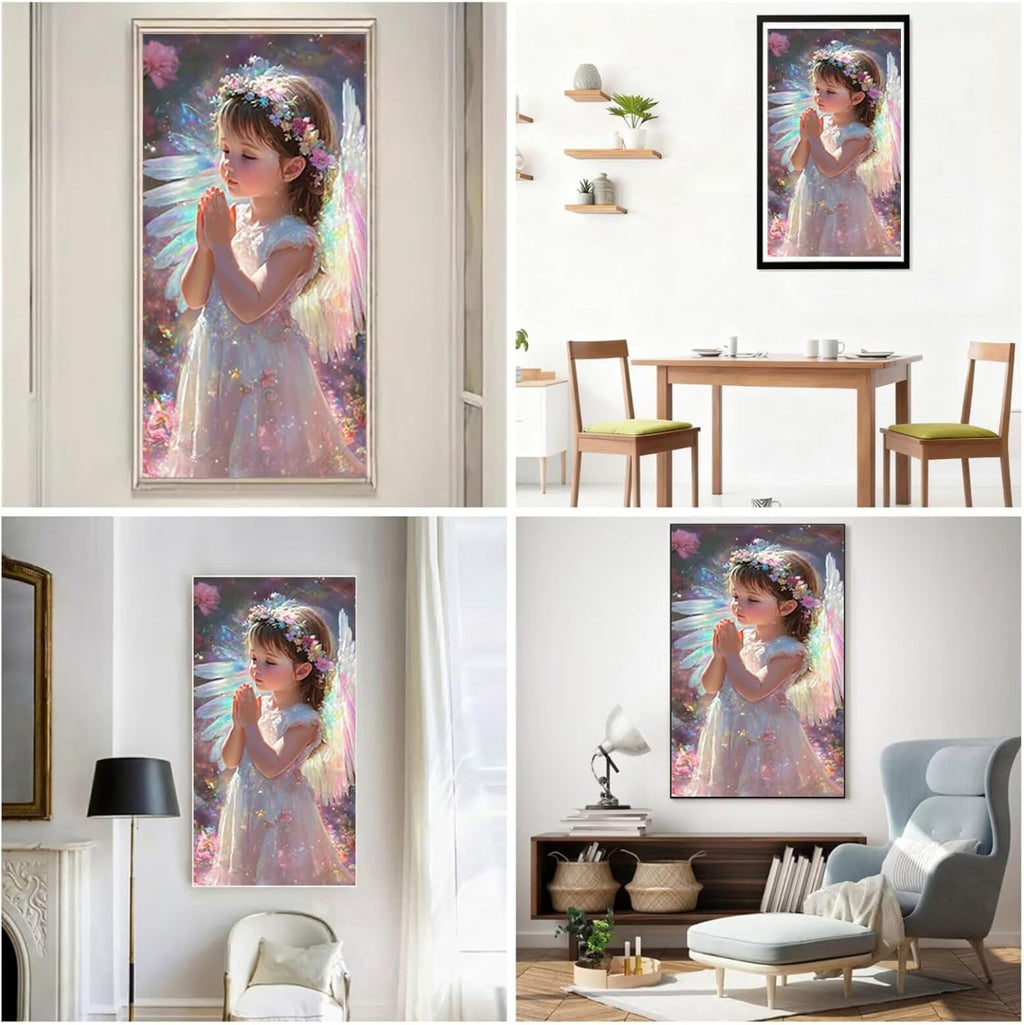 Diamond Art Kits for Adults Angel Diamond Painting Kits, 5D Round Girl Full Drill Dimond Art Paintings Crystal Rhinestones Crafts for Adults for Gift Home Wall Decor, Large Size 36 x 72 Inch, Model687