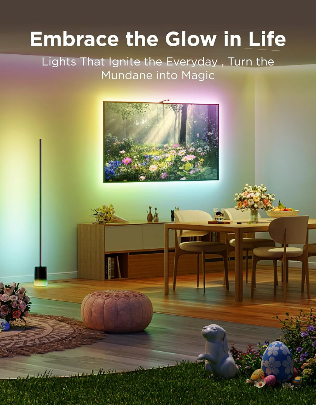 Govee Floor Lamp 2, RGBIC, Warm Cool White LED, Compatible with SmartThings, Matter, Alexa, 1725lm, Music Sync, Scene Modes, Smart Floor Lamp for Living Room, Bedroom, Black(1 Pack)