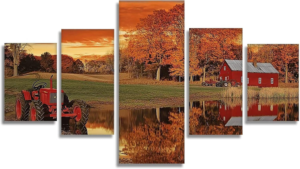 Landscape Diamond Art 5 Piece Diamond Painting Car 5D DIY Full Square Drill Dimond Art Paintings Rhinestones Crafts for Adults Gem Painting for Home Decor, Large Artwork for Wall 40 x 80 Inch,Model234