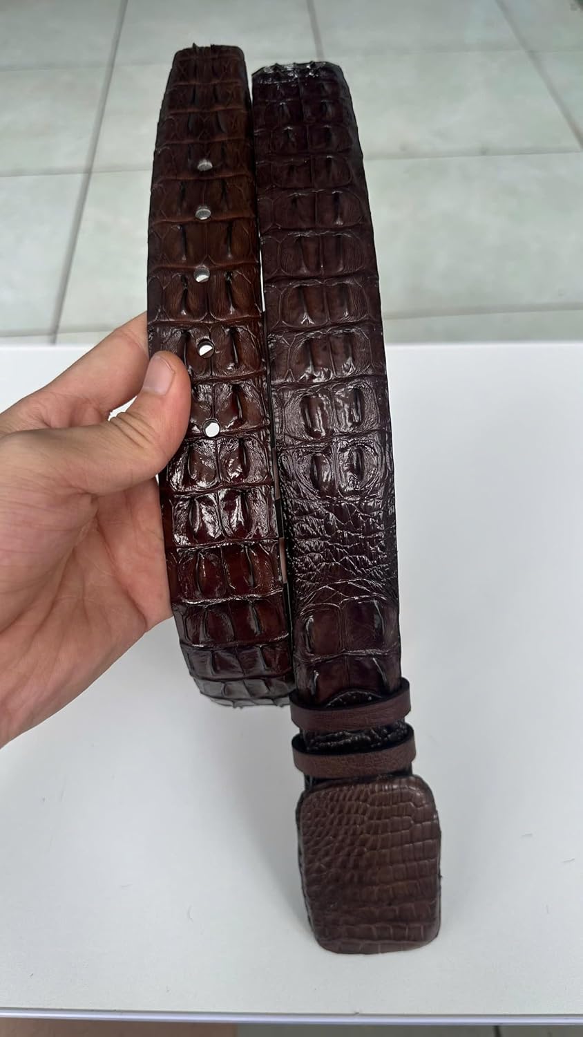 Genuine Alligator Leather Belts Buckle for Men, Crocodile Skin Belt for Mens
