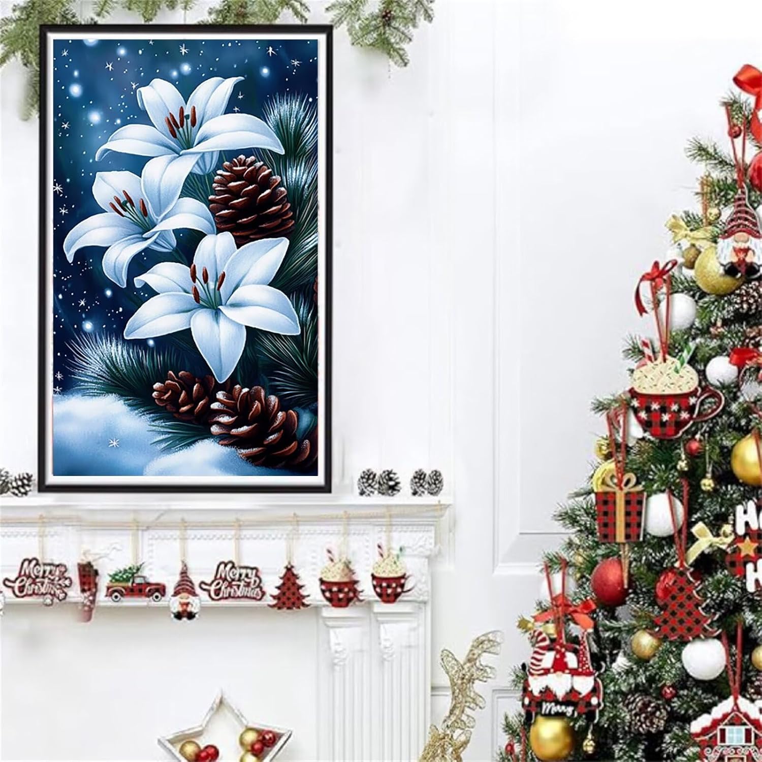 Diamond Art Kits for Adults Pine Cones Diamond Painting Kits, 5D DIY Round Flower Full Drill Dimond Art Paintings Crystal Crafts for Adults for Gift Home Wall Decor, Large Size 36 x 72 Inch, Model837