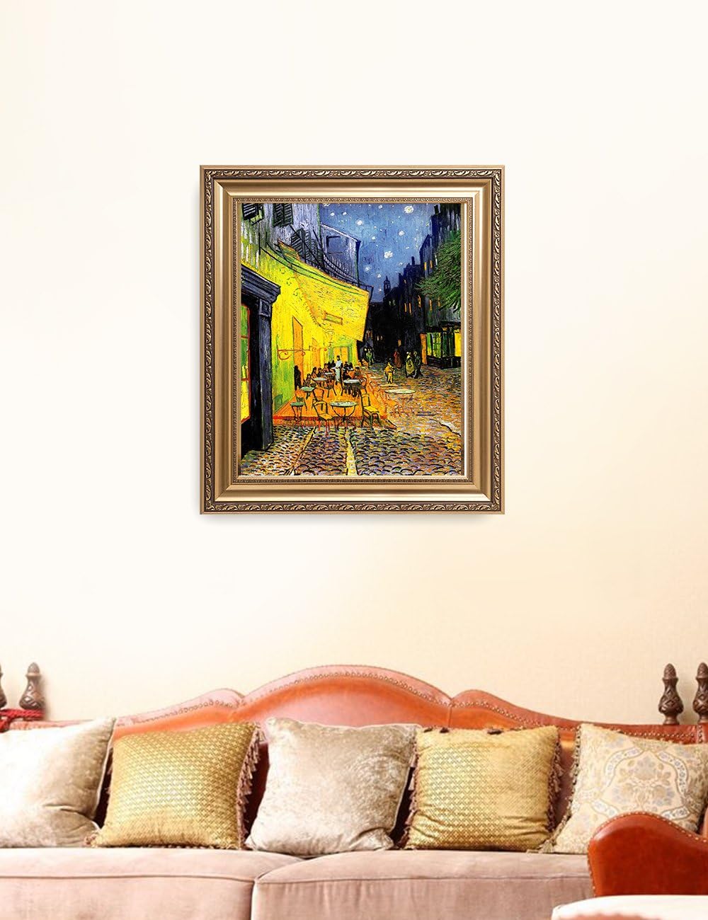 DECORARTS - Cafe Terrace At Night, Vincent Van Gogh Classic Art. Giclee Print & Framed Art for Wall Decor. Framed size: 30x26