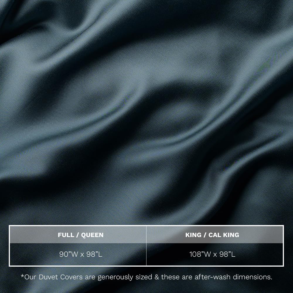 LUXOME Luxury Duvet Cover | Oversized Fit | 100% Rayon (Viscose) from Bamboo | Silky Soft Feel | Thermal-Regulating | 2X Cover Ties | Full/Queen - 90'x98' | Ocean