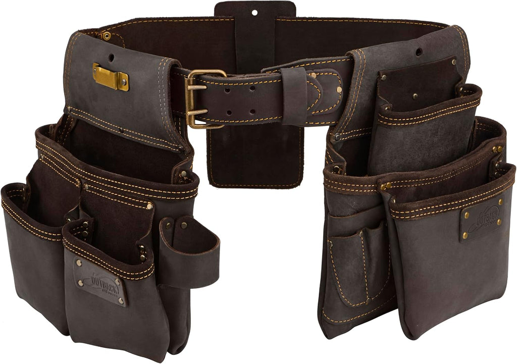 OX Pro Construction Tool Belt - 22-Pocket Leather Tool Belt Pouches - Made of Oil-Tanned Leather with Double-Stitching and Steel Rivets Morrales De Construccion OX-P263604