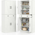 Giantex 72' Tall Kitchen Pantry Cabinet, Modern Farmhouse Pantry Storage Cabinet with 4 Barn Doors, Adjustable Shelves & Drawer, Buffet Cupboard with Living Room, Dining Room, Bathroom, White