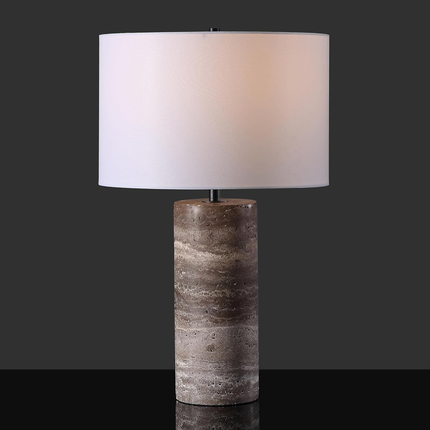 SAFAVIEH Couture Lighting Collection Rynetta Dark Brown/White 24-inch Dimmable Table Lamp for Bedroom Living Room Home Office Desk Nightstand (LED Bulb Included)