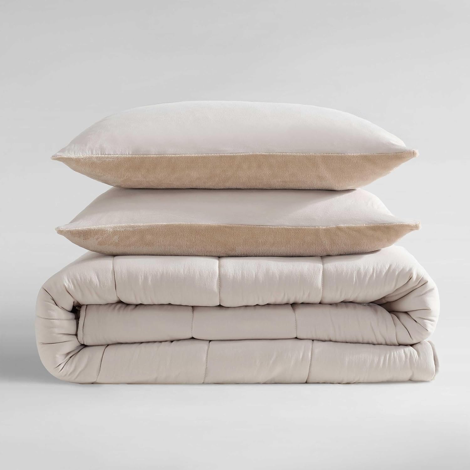 Calvin Klein - Queen Bonus Comforter Set, Reversible Bedding with Matching Bed Sheets, Pillowcases & Shams, Oeko-Tex Certified (Beige)