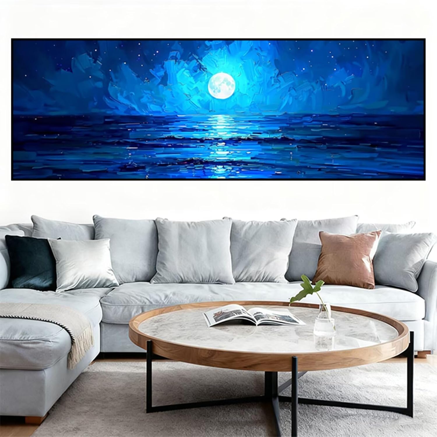 Diamond Painting Sky Diamond Art Kits for Adults, Dimond Art Painting Moon Mosaic Kits for Beginner, DIY Full Square Drill Large Gem Arts and Crafts, Home Wall Decor, Gifts for Women 95x32 Inch Z4-33