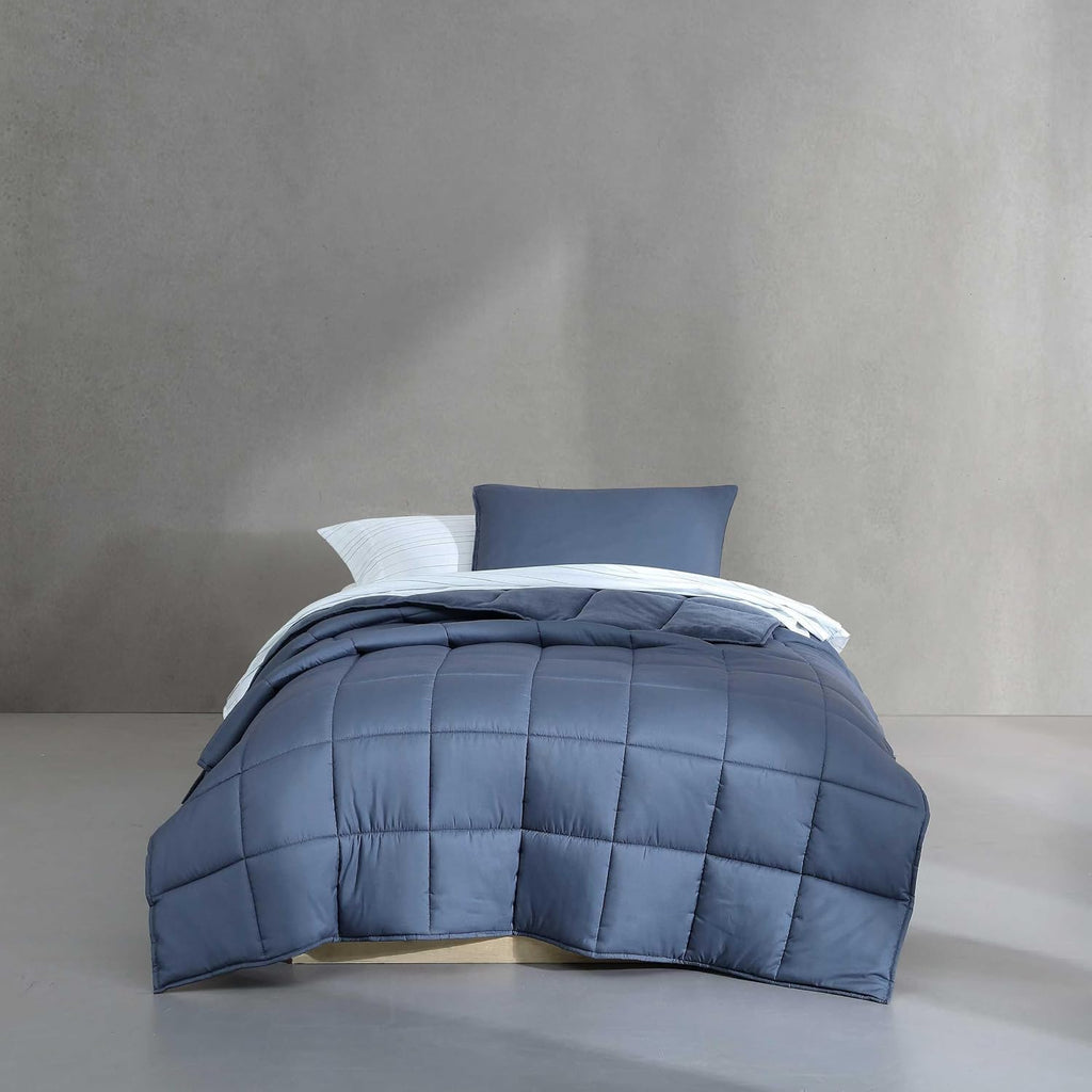 Calvin Klein - Twin/Twin XL Bonus Comforter Set, Reversible Bedding with Matching Bed Sheets, Pillowcase & Sham, Dorm Essentials (Blue)