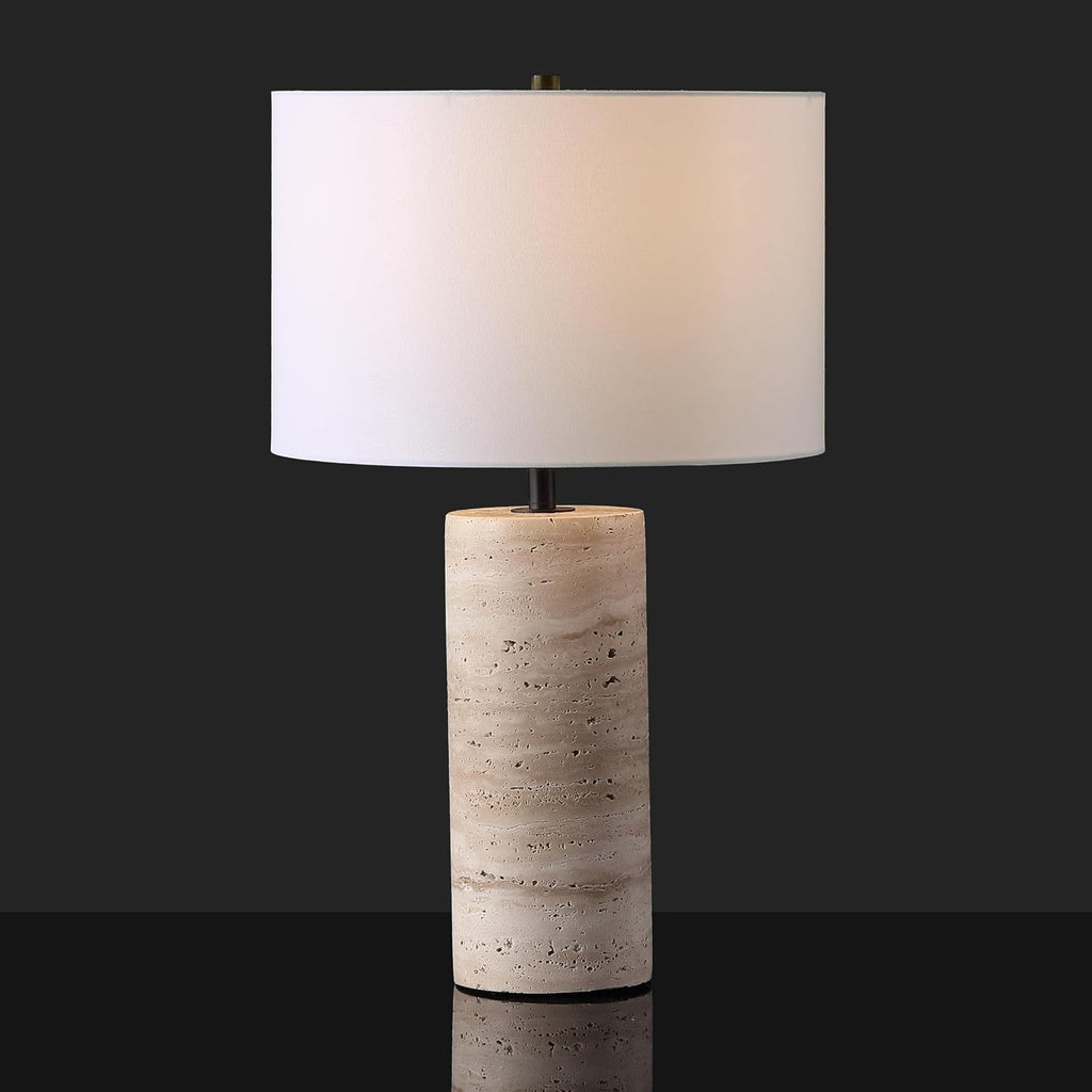 SAFAVIEH Couture Lighting Collection Rynetta Light Brown/White 24-inch Dimmable Table Lamp for Bedroom Living Room Home Office Desk Nightstand (LED Bulb Included)
