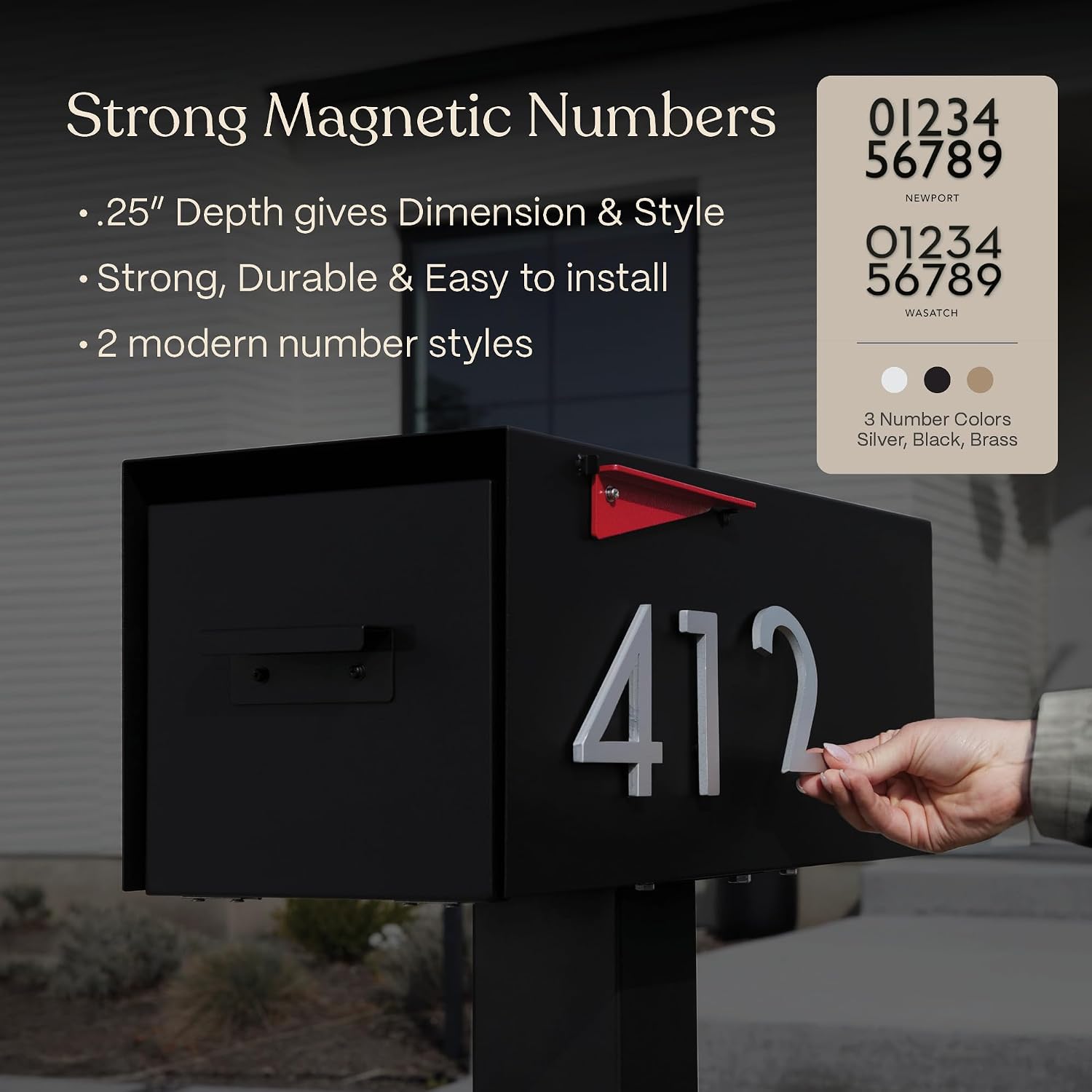 post & porch Malone Mailbox | Post Mounted Mailbox | Black/White/Gray/Brown/Red/Blue/Green, Regular or Large, Weatherproof Mail Box for Outside, Customizable (Blue, Large)