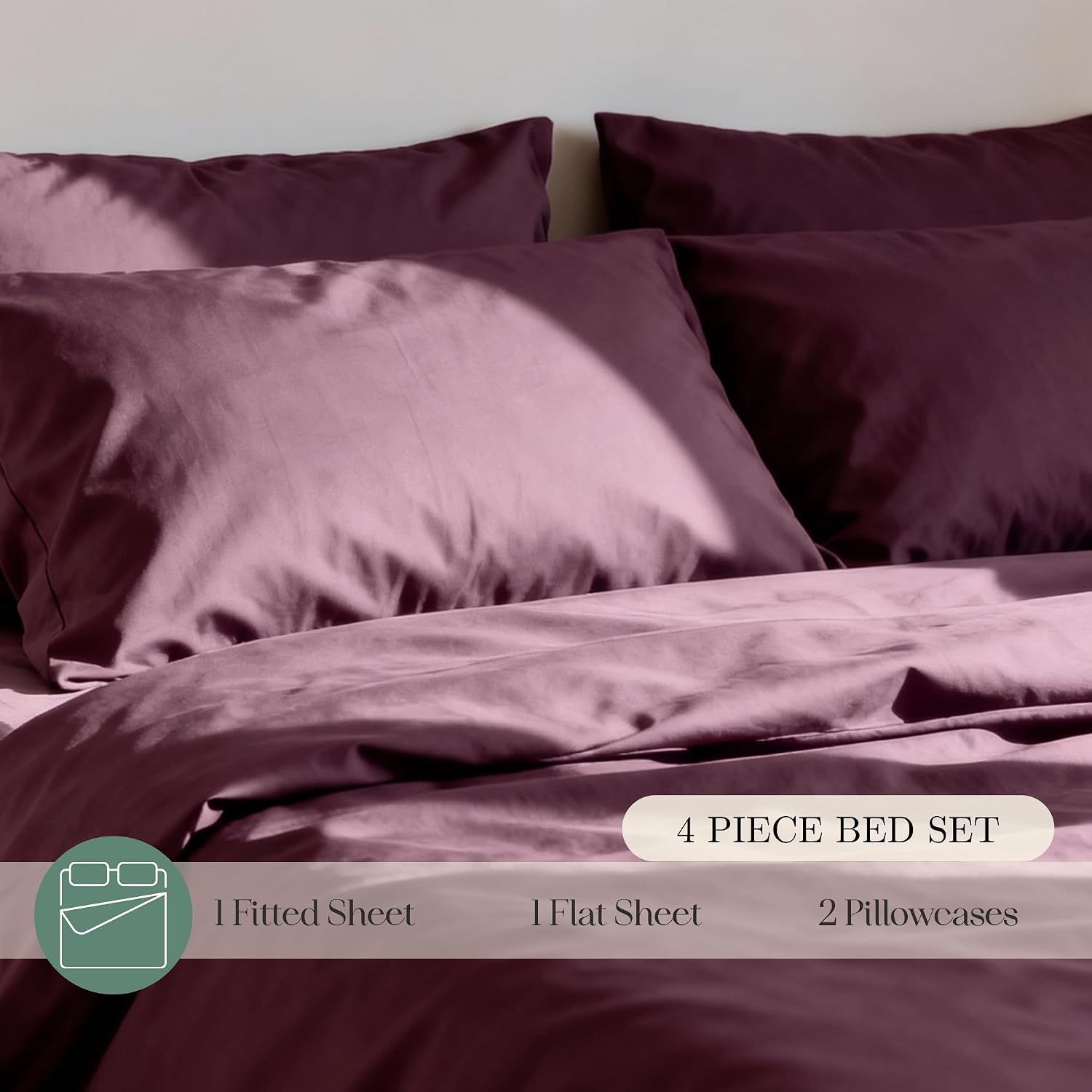 CASILVA Eucalyptus Sheets - Infused with Silver for Anti-Odor, Softer Than Silk Fibers, More Cooling Than Cotton - Perfect for Hot Sleepers & Sensitive Skin - 100% Tencel Lyocell - Queen Sheet Set