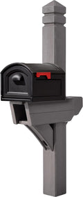 Step2 Highland Extra Large Mailbox & Post, Weather Resistant, Large Outdoor Mailboxes, Made of Durable Plastic, Easy to Install, Flag Included, Dark Cedar